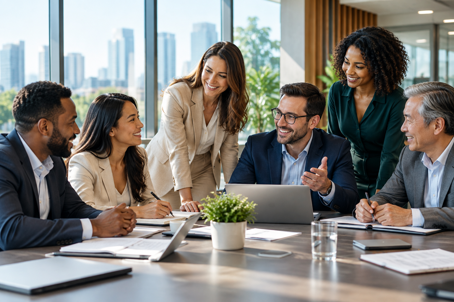 Diverse professional team collaborating